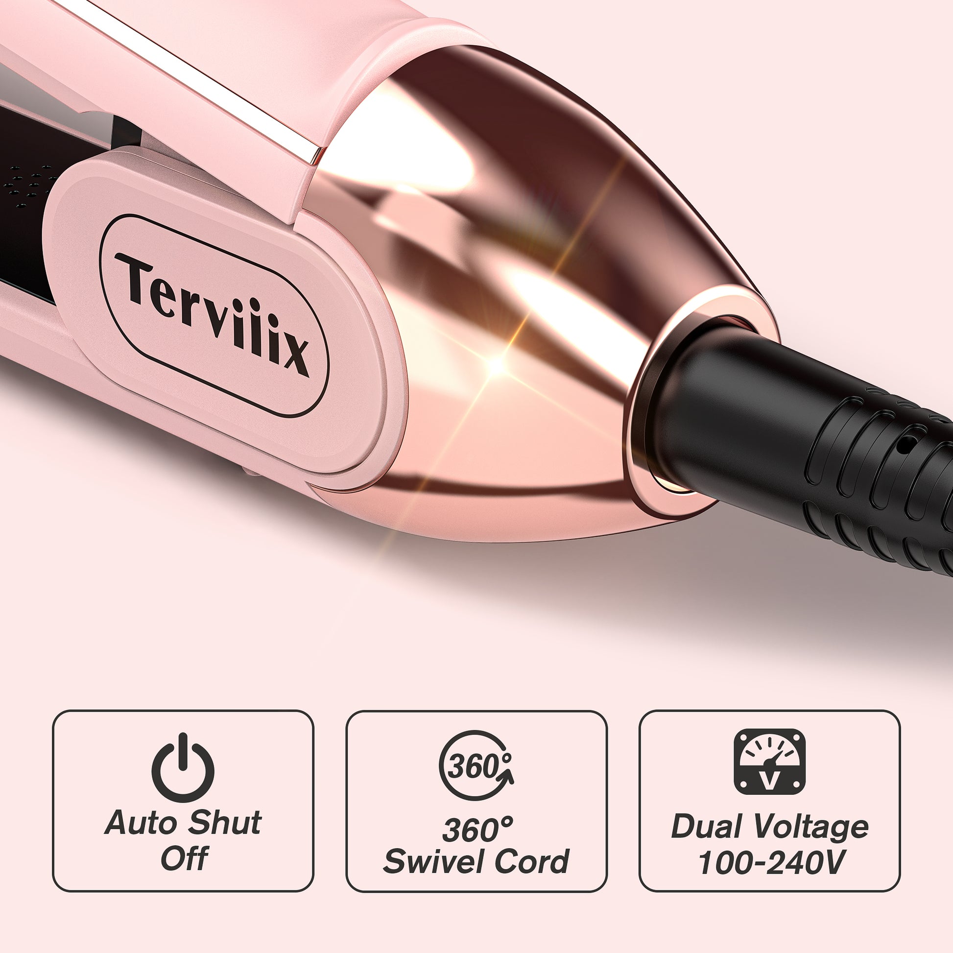 Terviiix Professional Wide Hair Flat Iron, 1.75" Titanium Hair Straightener for Thick Hair, Pink