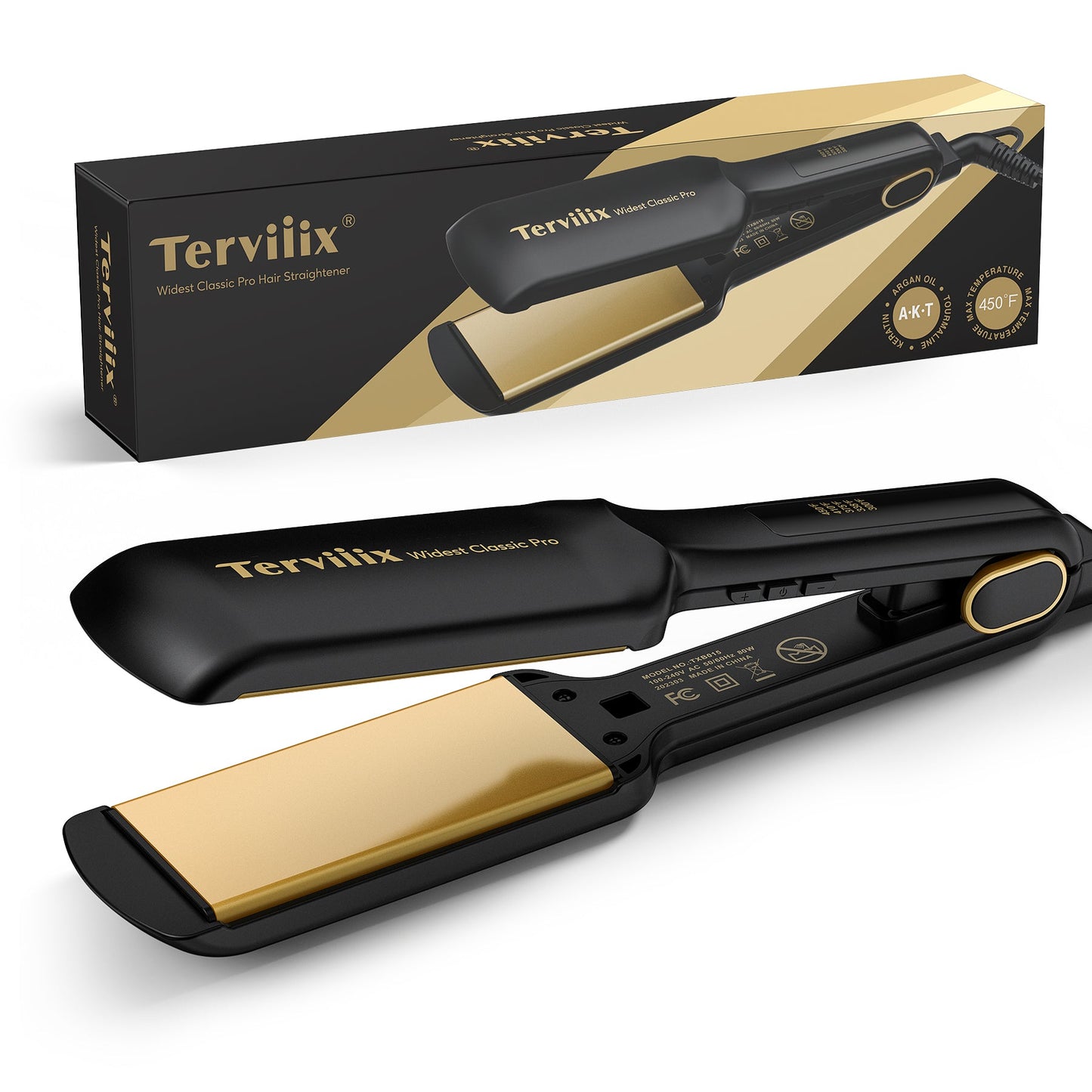 Terviiix 2'' Wide Pro Hair Straightener, Black