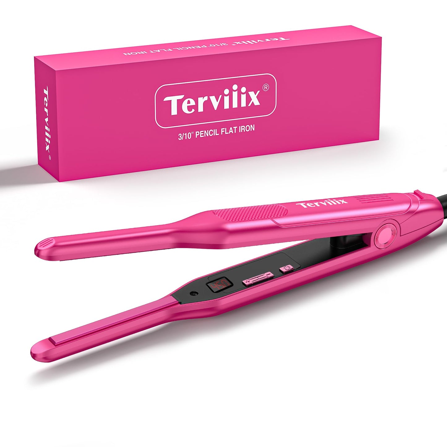 Terviiix 3/10'' Titanium Pencil Flat Iron, All Pink