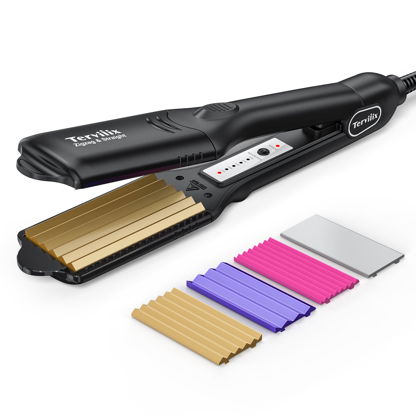 Terviiix ZigZag & Straight Crimping Iron with 4 Plates, Pink